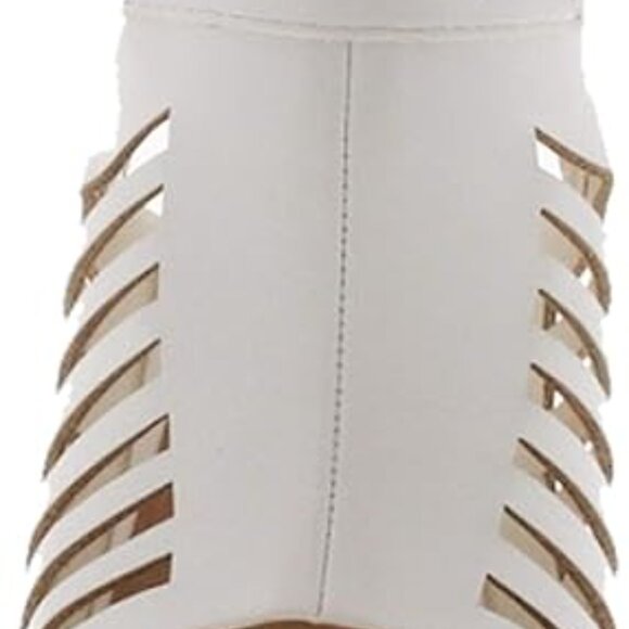 Gladiator Cutout Stacked Heel Sandal Shoes with Adjustable Ankle Buckle - Picture 4 of 4